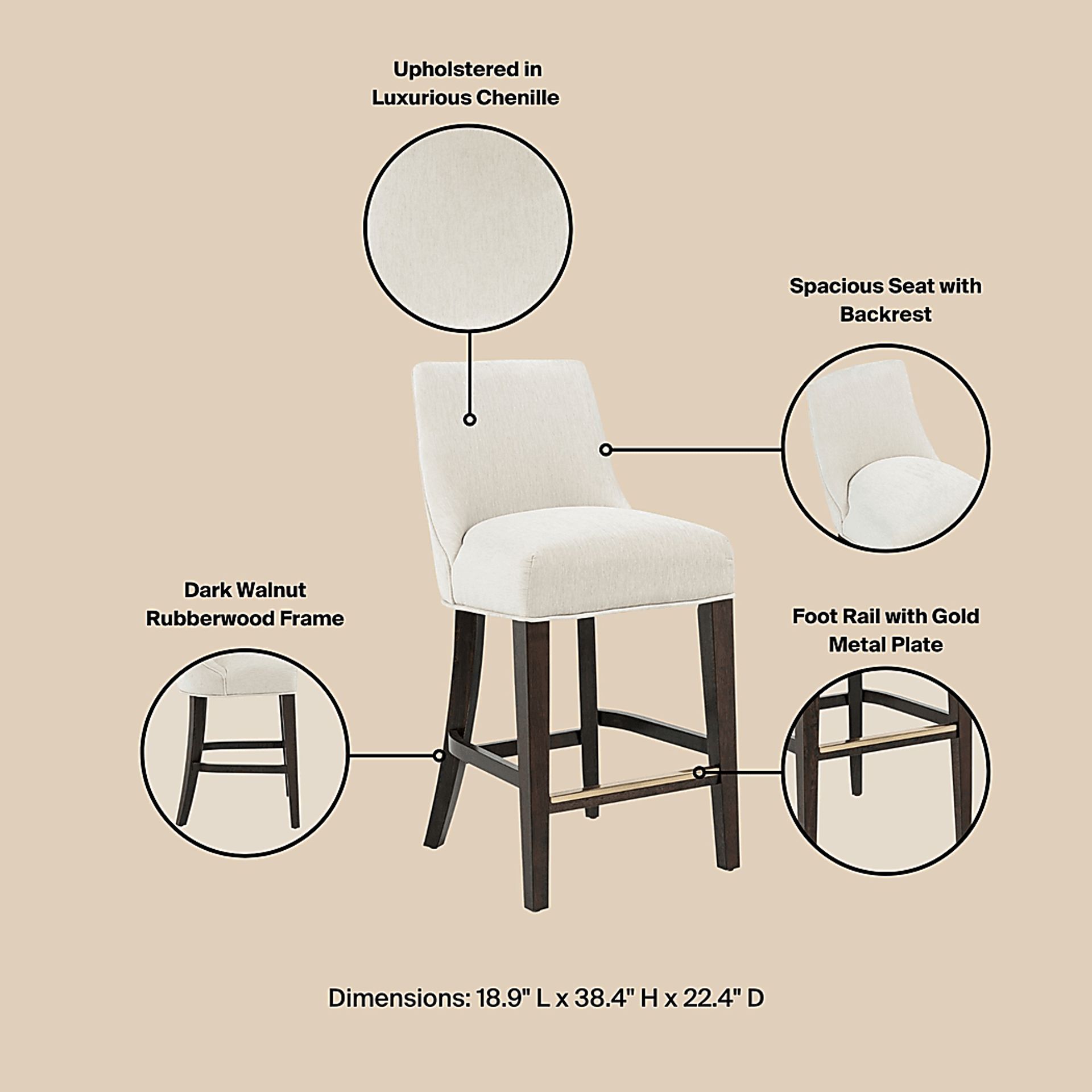 Alpireyen Cream Counter Height Stool - Image 7