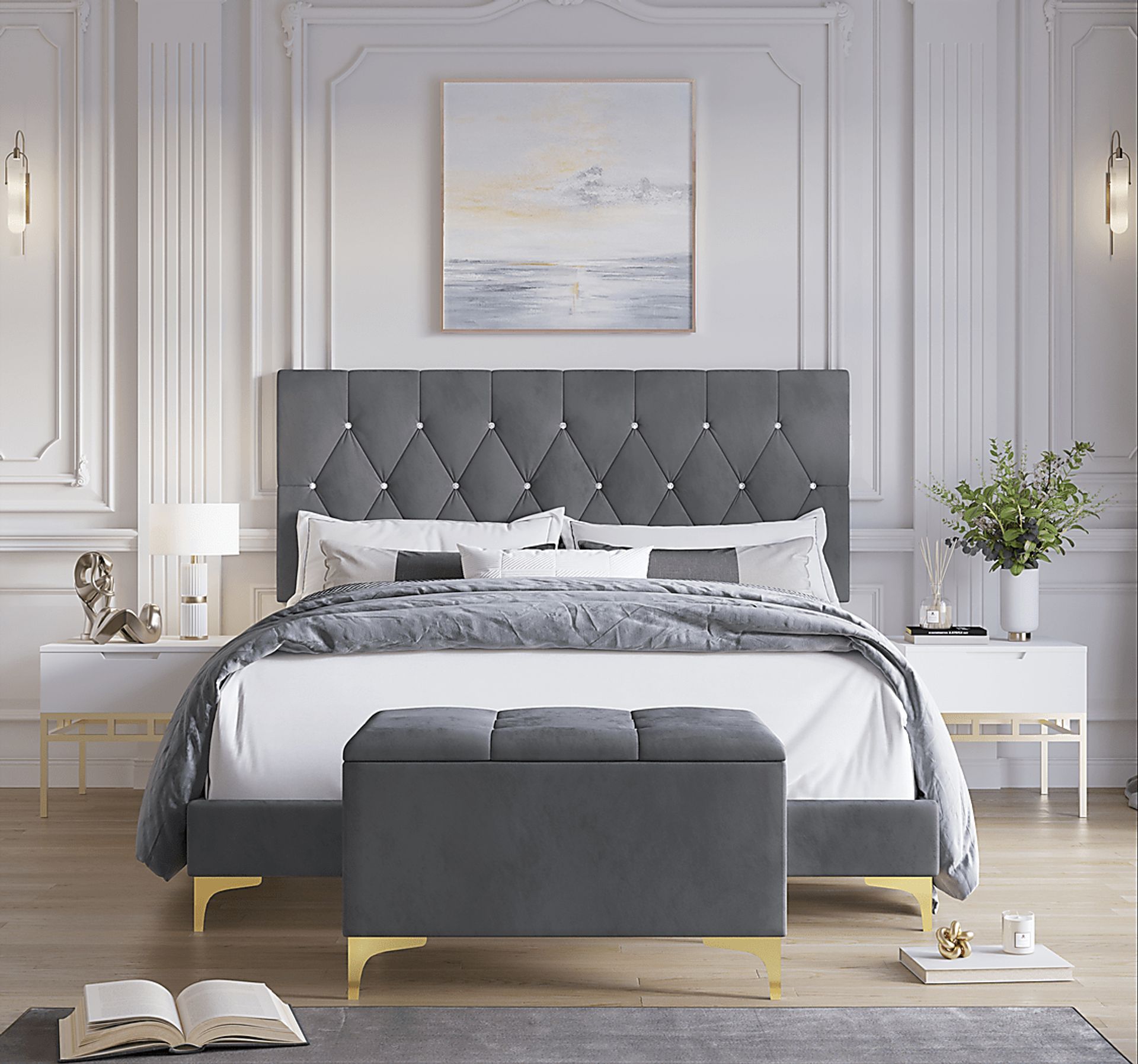 Alresford Gray King Bed with Bench - Image 4
