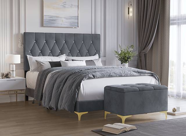 Alresford Gray Queen Bed with Bench - Thumbnail - Image 2