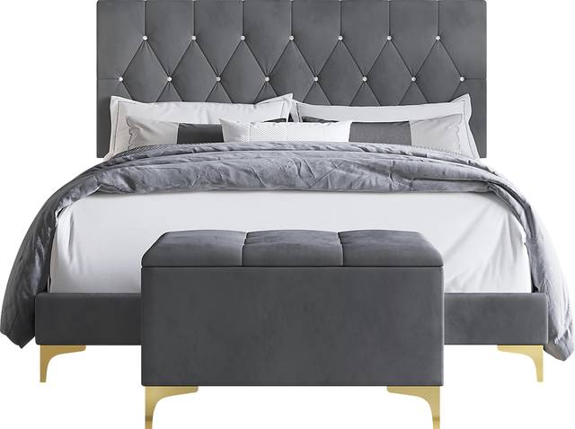 Alresford Gray Queen Bed with Bench - Thumbnail - Image 3