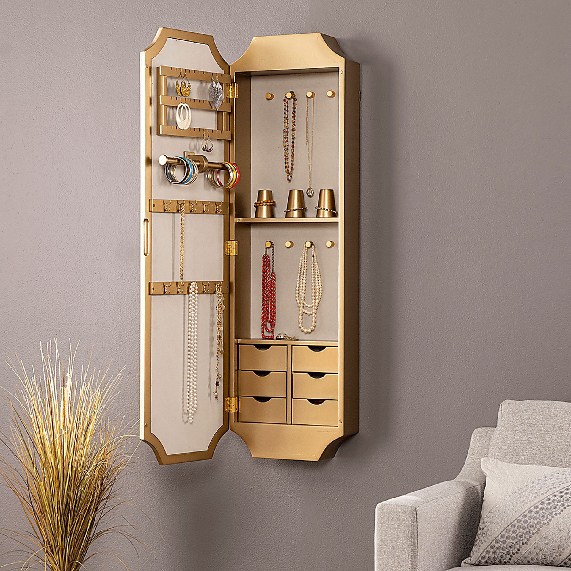 Alricks Gold Jewelry Armoire - Image 6