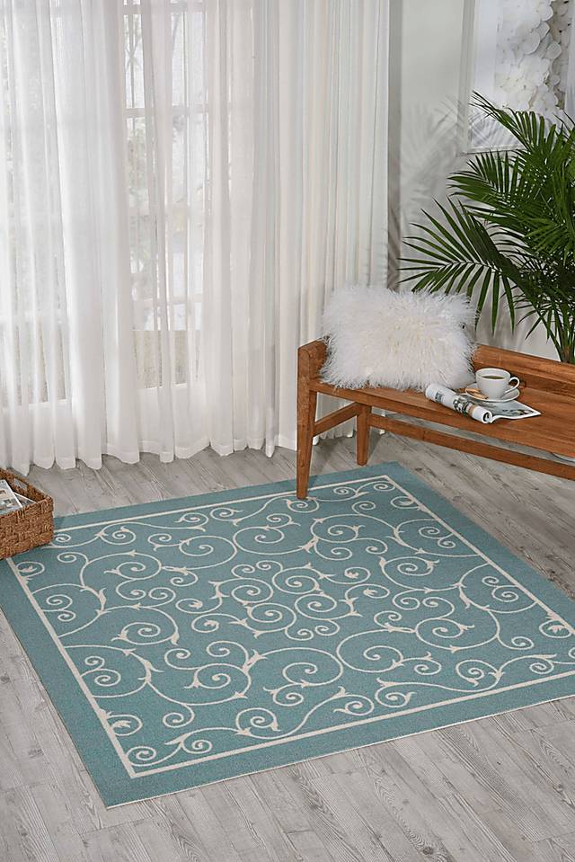 Althera Light Blue 5' x 8' Indoor/Outdoor Rug - Thumbnail - Image 2