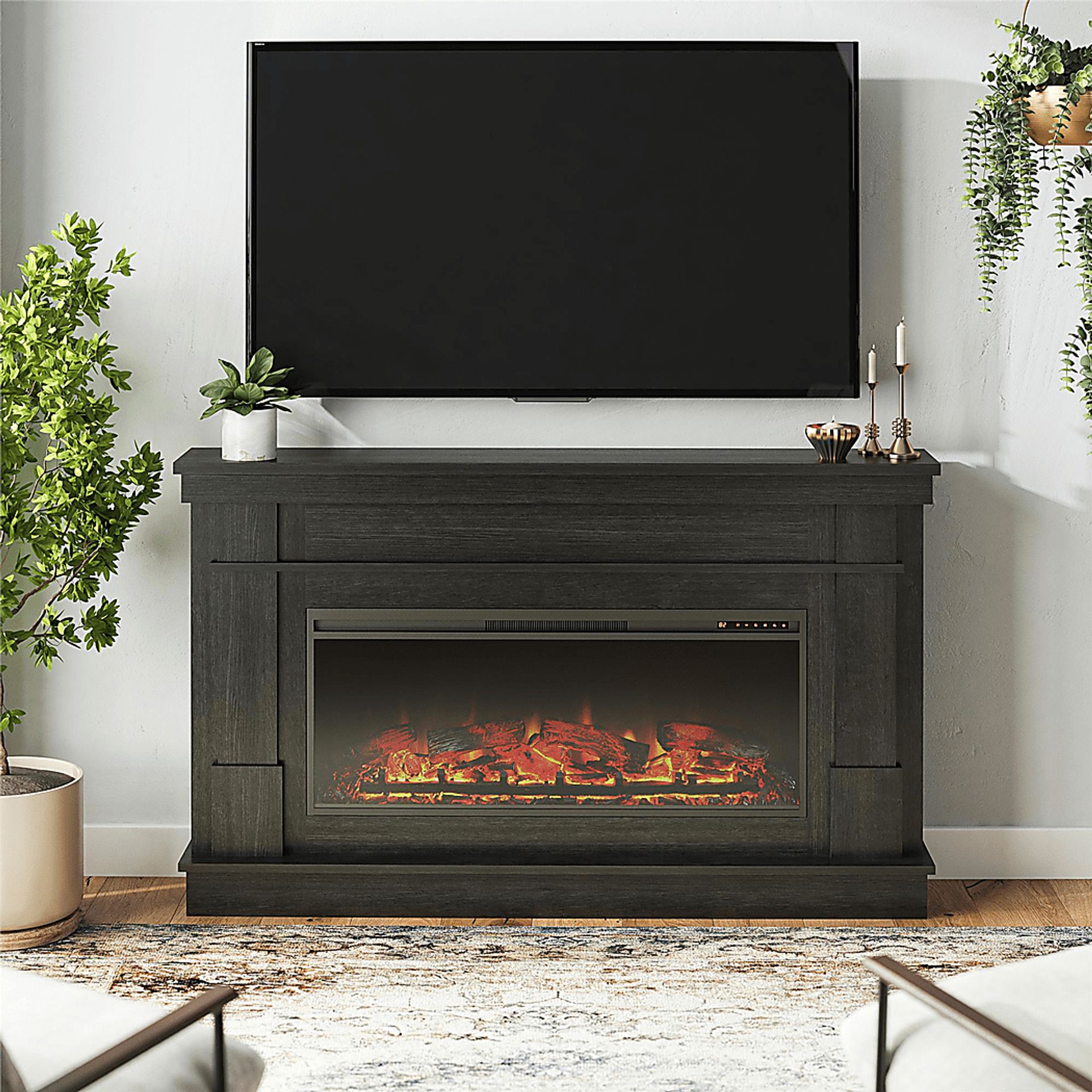 Altilde Dark Gray 64 in. Console with Electric Fireplace - Image 2