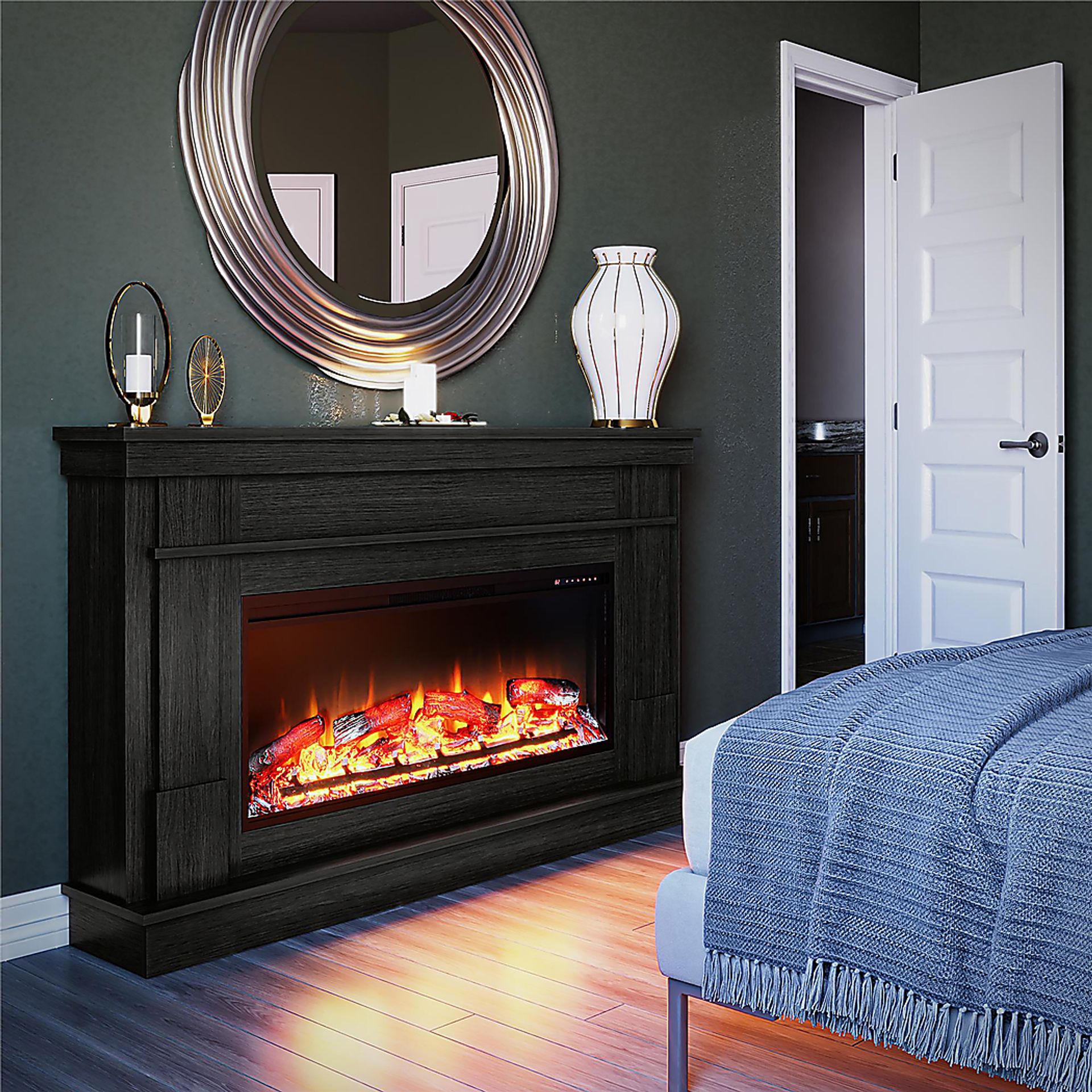 Altilde Dark Gray 64 in. Console with Electric Fireplace - Image 5