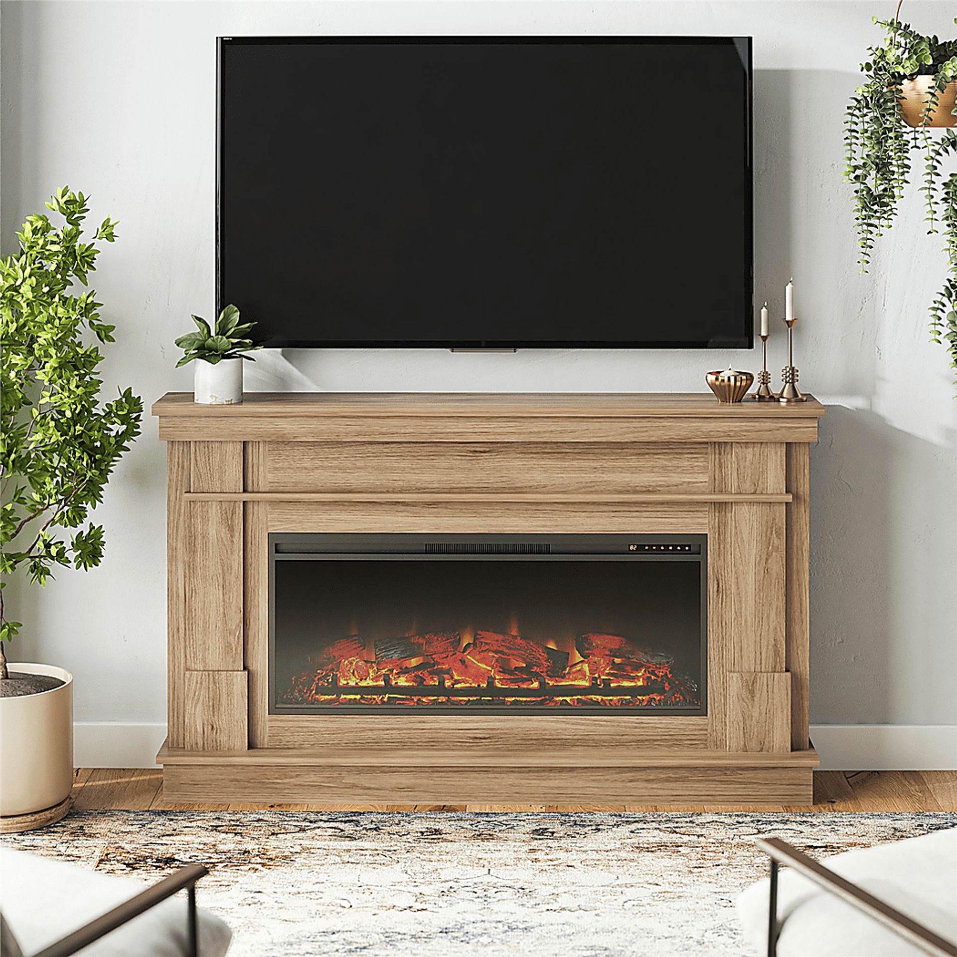 Altilde Walnut 64 in. Console with Electric Fireplace - Image 2