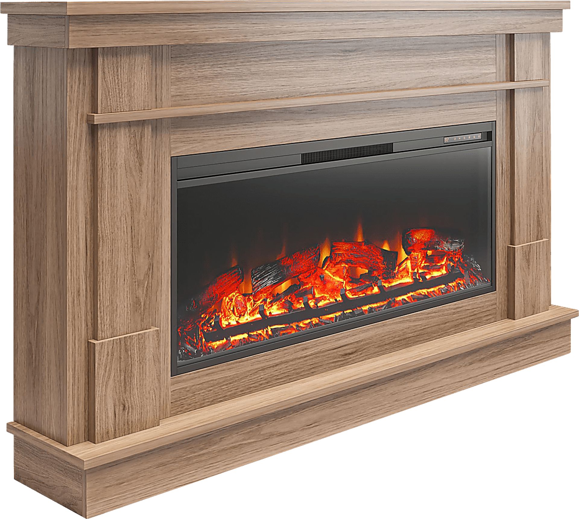 Altilde Walnut 64 in. Console with Electric Fireplace - Image 1
