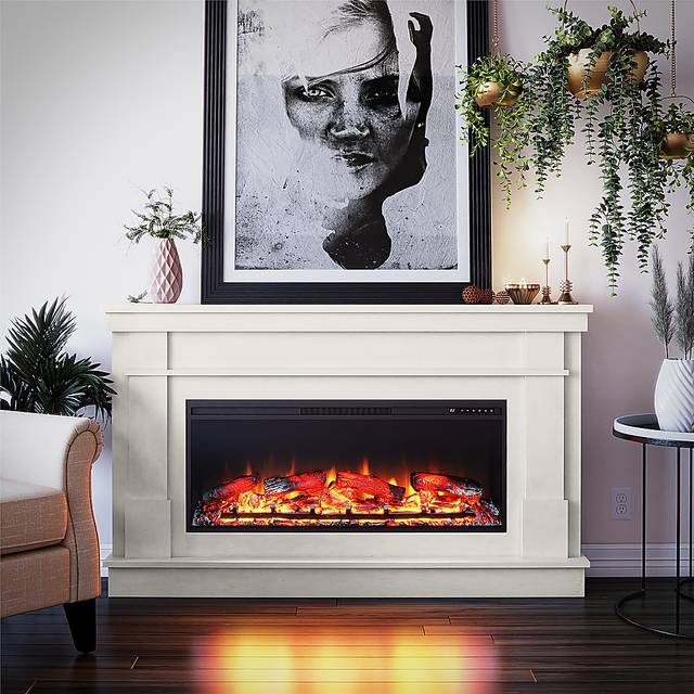 Altilde White 64 in. Console with Electric Fireplace - Thumbnail - Image 2