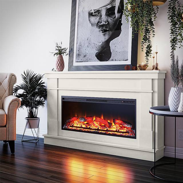 Altilde White 64 in. Console with Electric Fireplace - Thumbnail - Image 5