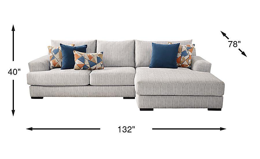 Altona Hills Silver Gray Chenille Fabric 2 Pc Right Arm Chaise