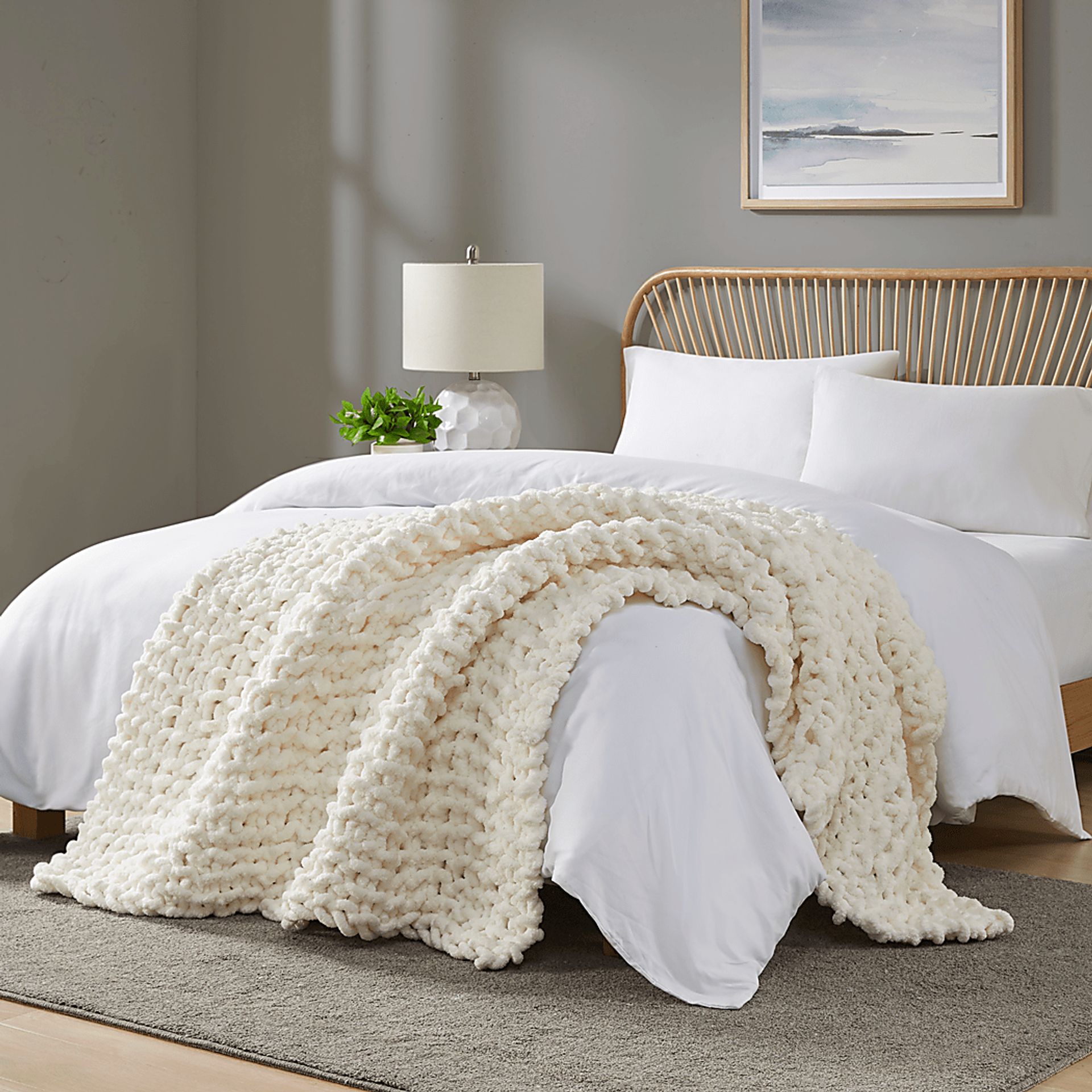 Altstatten Ivory Throw Blanket - Image 2