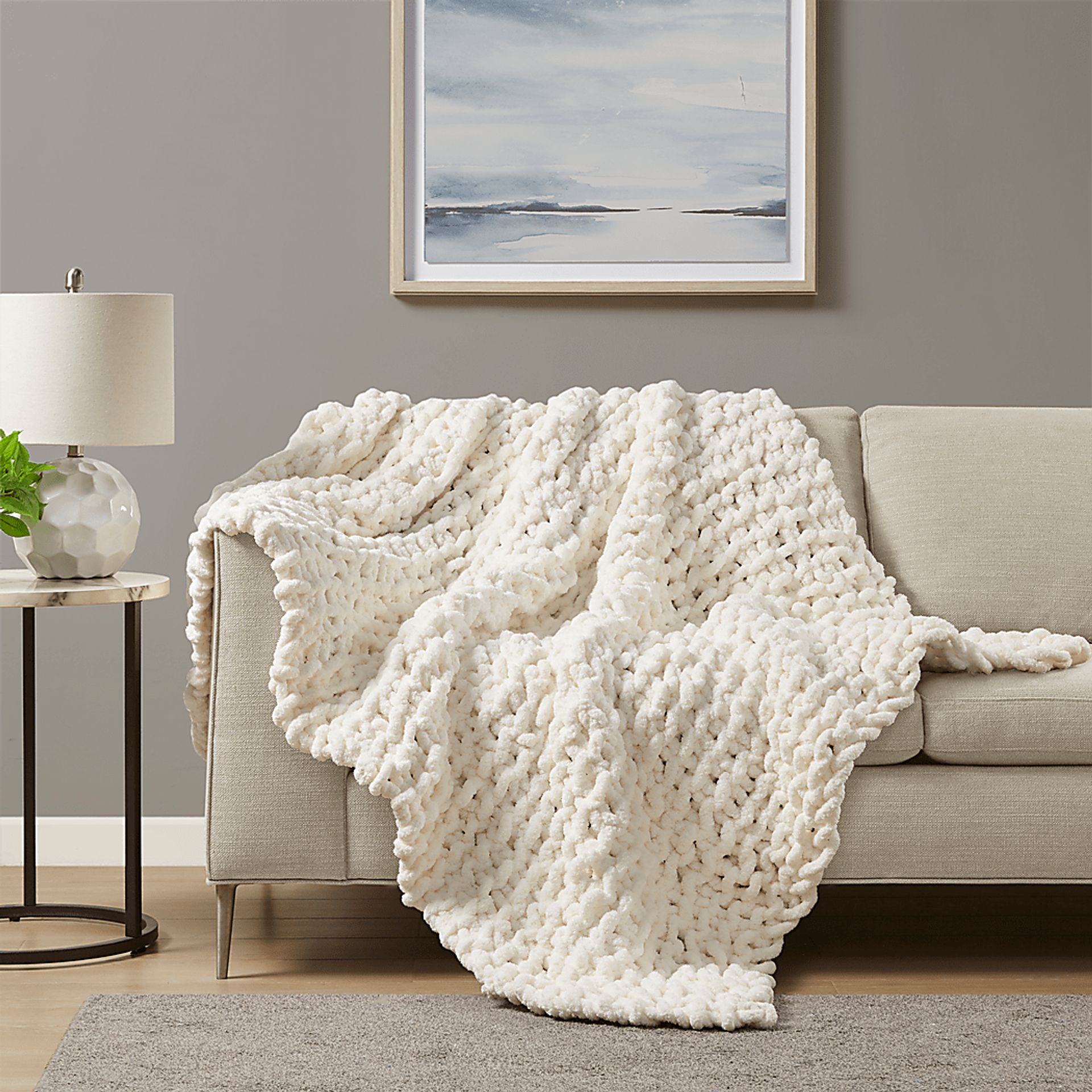 Altstatten Ivory Throw Blanket - Image 1