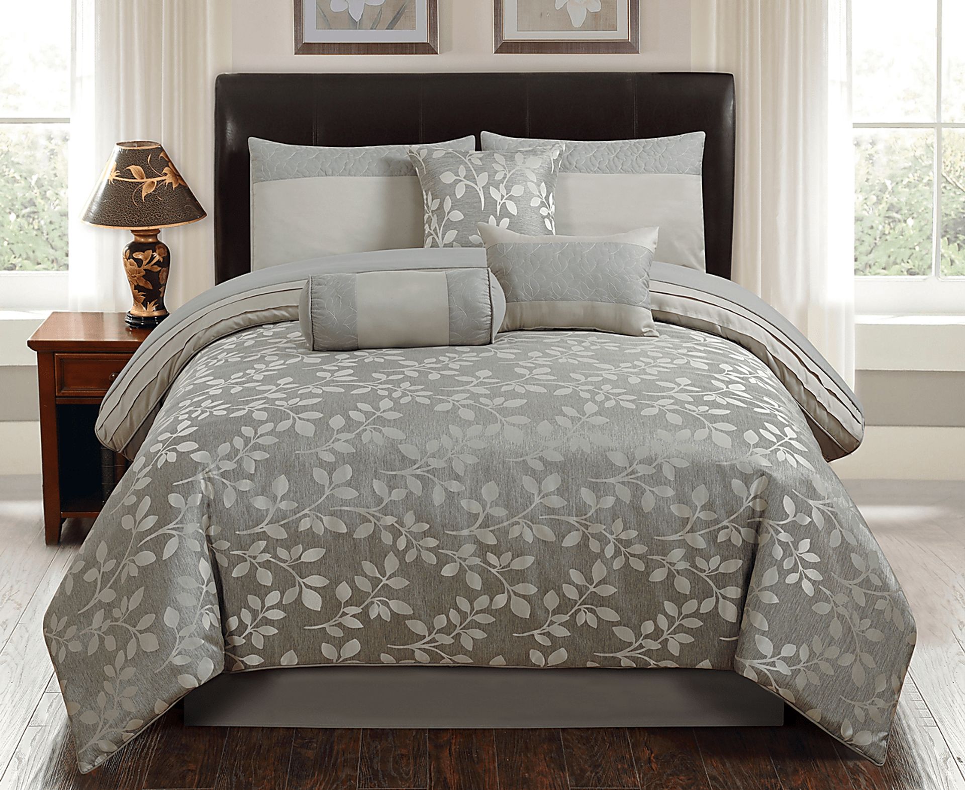 Alucia Silver 7 Pc Queen Comforter Set - Image 1
