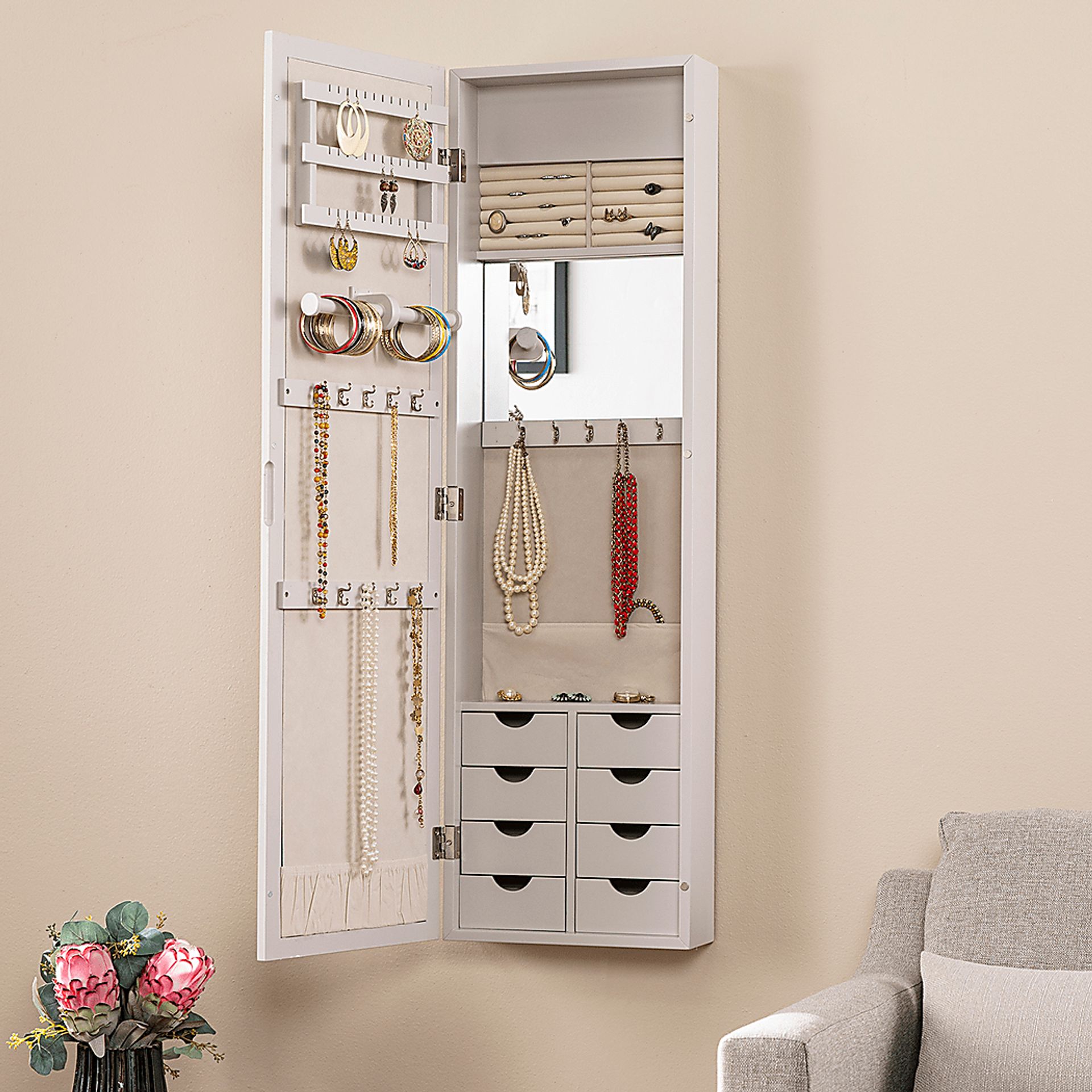 Alumore Gray Jewelry Armoire - Image 8