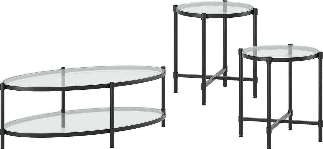 Alva Black 3 Pc Table Set