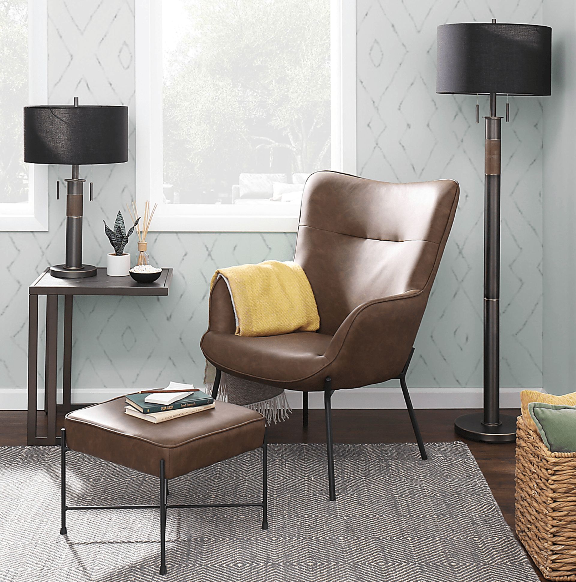 Amacker Brown Accent Chair and Ottoman - Image 8