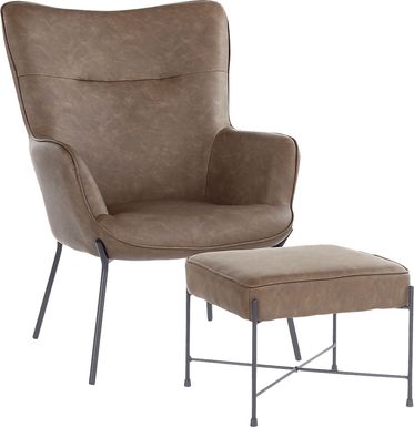 Amacker Brown Accent Chair and Ottoman