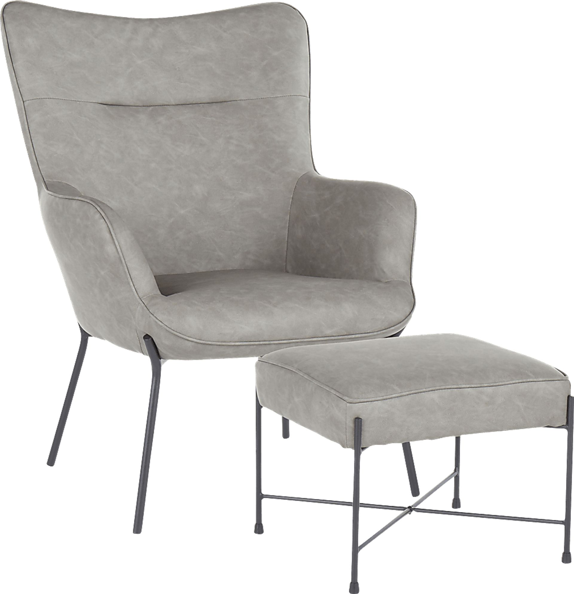 Amacker Gray Accent Chair and Ottoman - Image 1