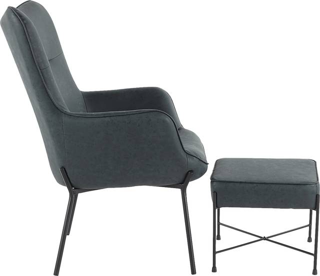 Amacker Green Accent Chair and Ottoman - Thumbnail - Image 2