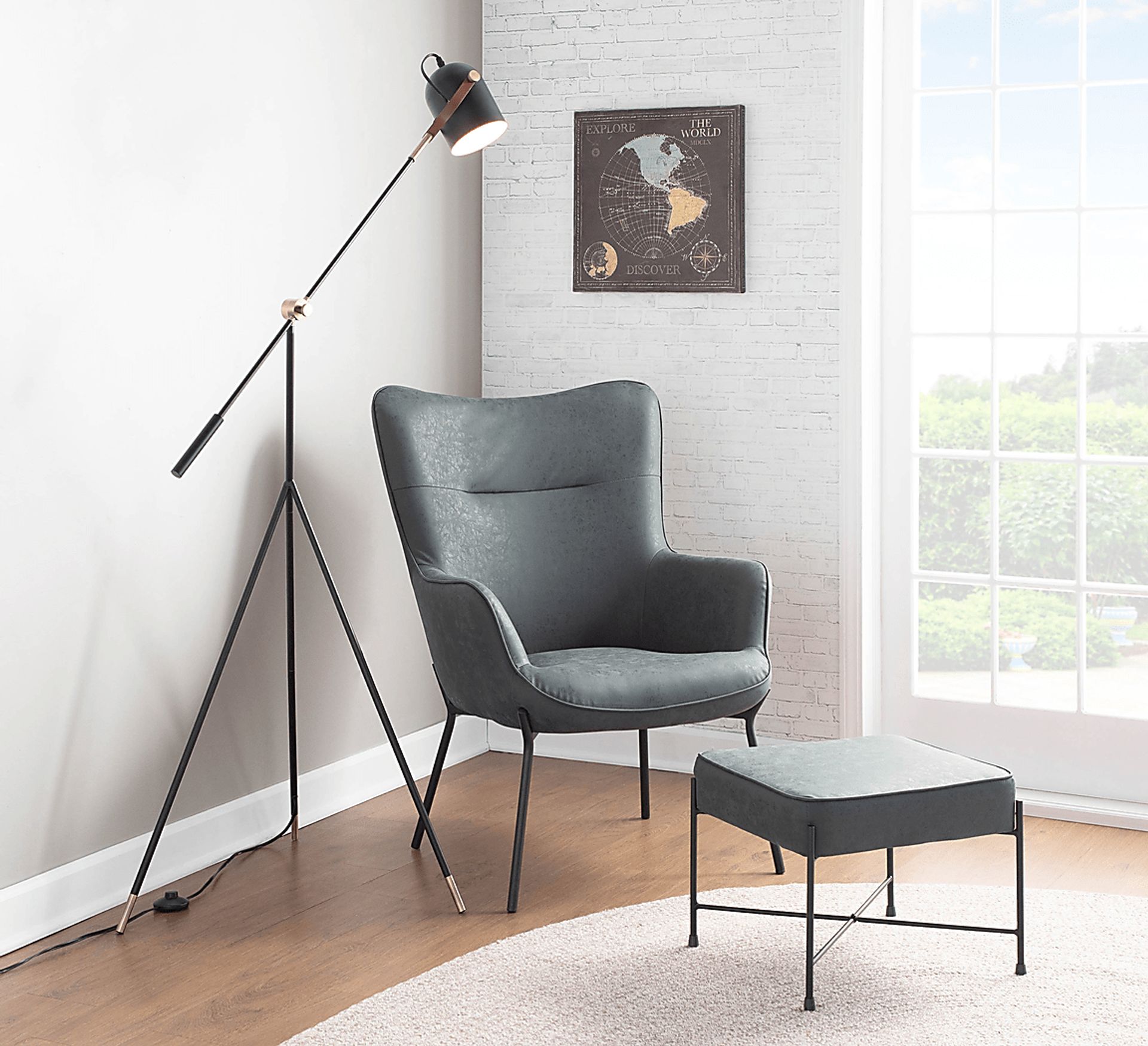 Amacker Green Accent Chair and Ottoman - Image 7