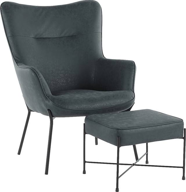 Amacker Green Accent Chair and Ottoman - Thumbnail - Image 1