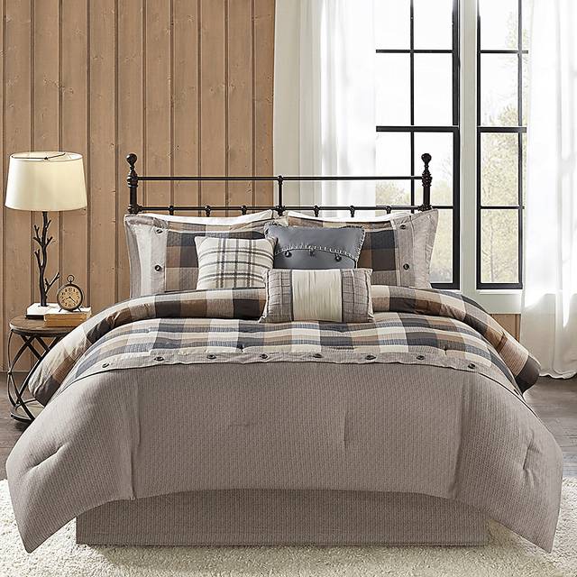 Amaeri Beige 7 pc King Comforter Set - Thumbnail - Image 2