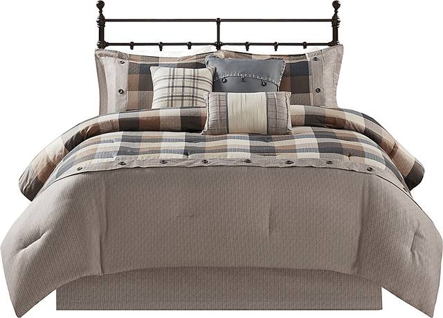 Amaeri Beige 7 pc King Comforter Set - Thumbnail - Image 1