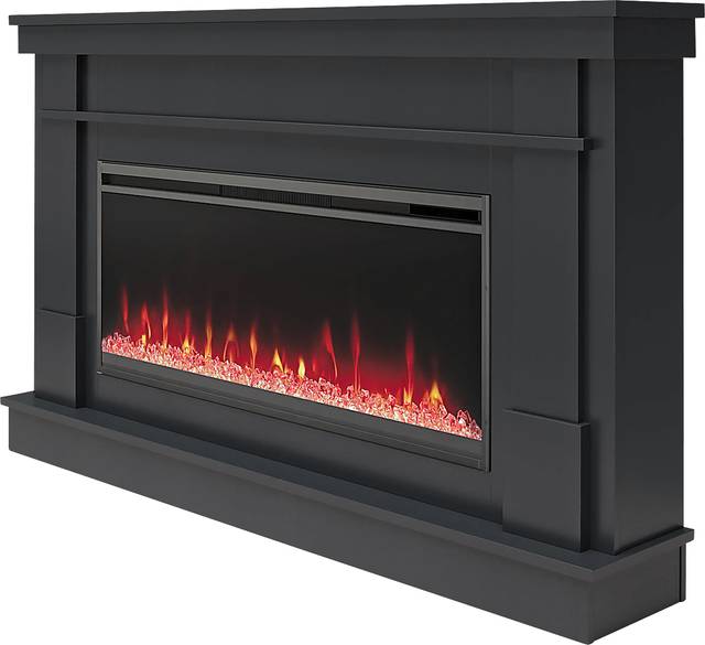 Amalarie Black 64 in. Console with Electric Fireplace - Thumbnail - Image 3