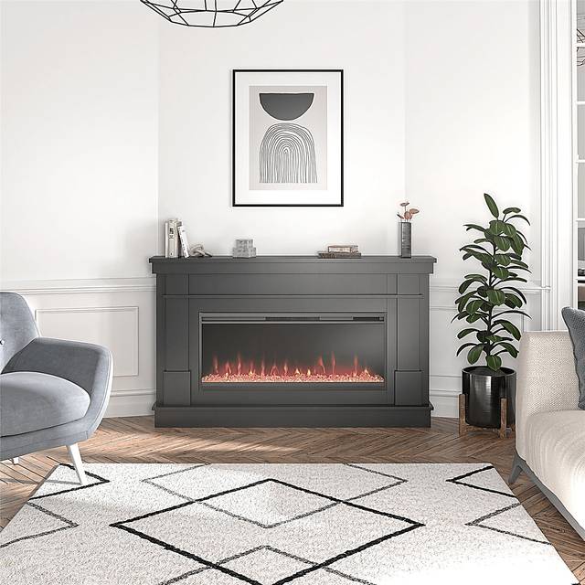 Amalarie Black 64 in. Console with Electric Fireplace - Thumbnail - Image 4