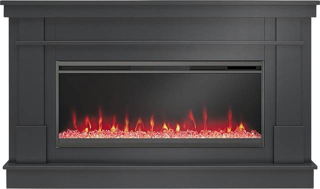Amalarie Black 64 in. Console with Electric Fireplace - Thumbnail - Image 5