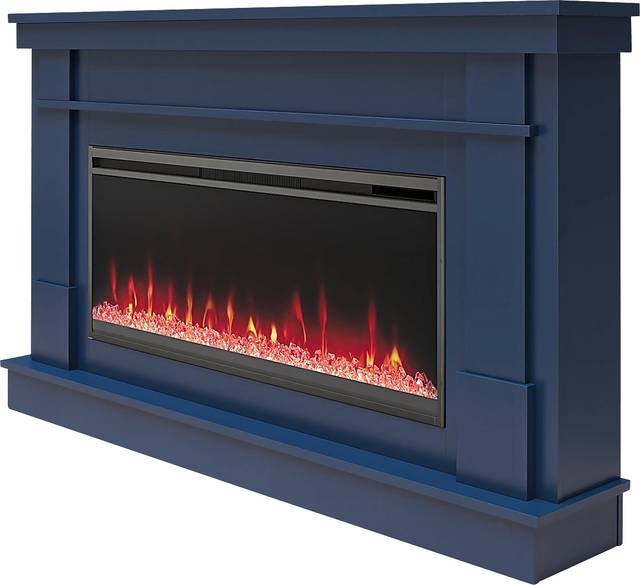 Amalarie Navy 64 in. Console with Electric Fireplace - Thumbnail - Image 3