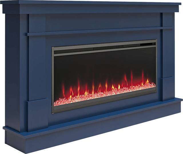 Amalarie Navy 64 in. Console with Electric Fireplace - Thumbnail - Image 1