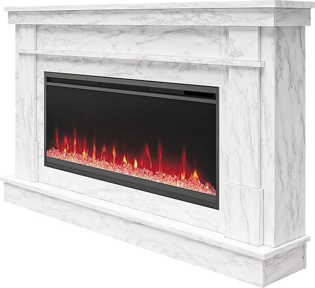 Amalarie White 64 in. Console with Electric Fireplace - Thumbnail - Image 3