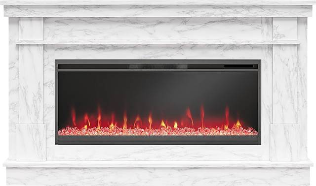 Amalarie White 64 in. Console with Electric Fireplace - Thumbnail - Image 5