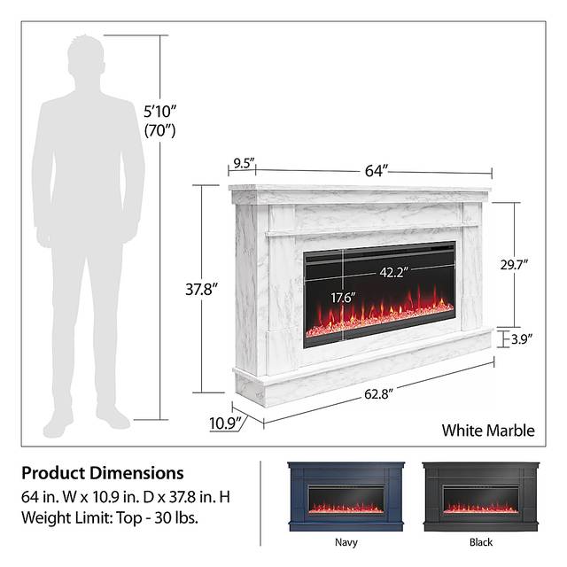 Amalarie White 64 in. Console with Electric Fireplace - Thumbnail - Image 7