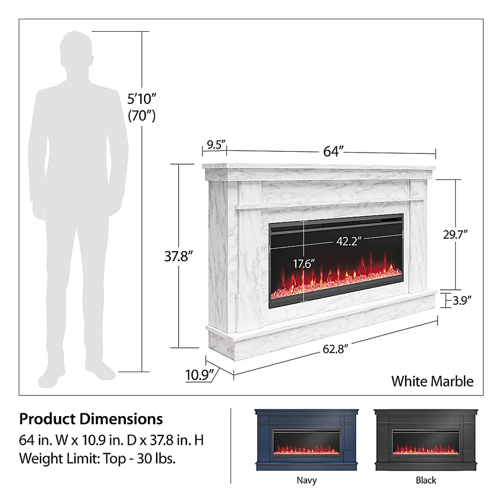Amalarie White 64 in. Console with Electric Fireplace - Image 7