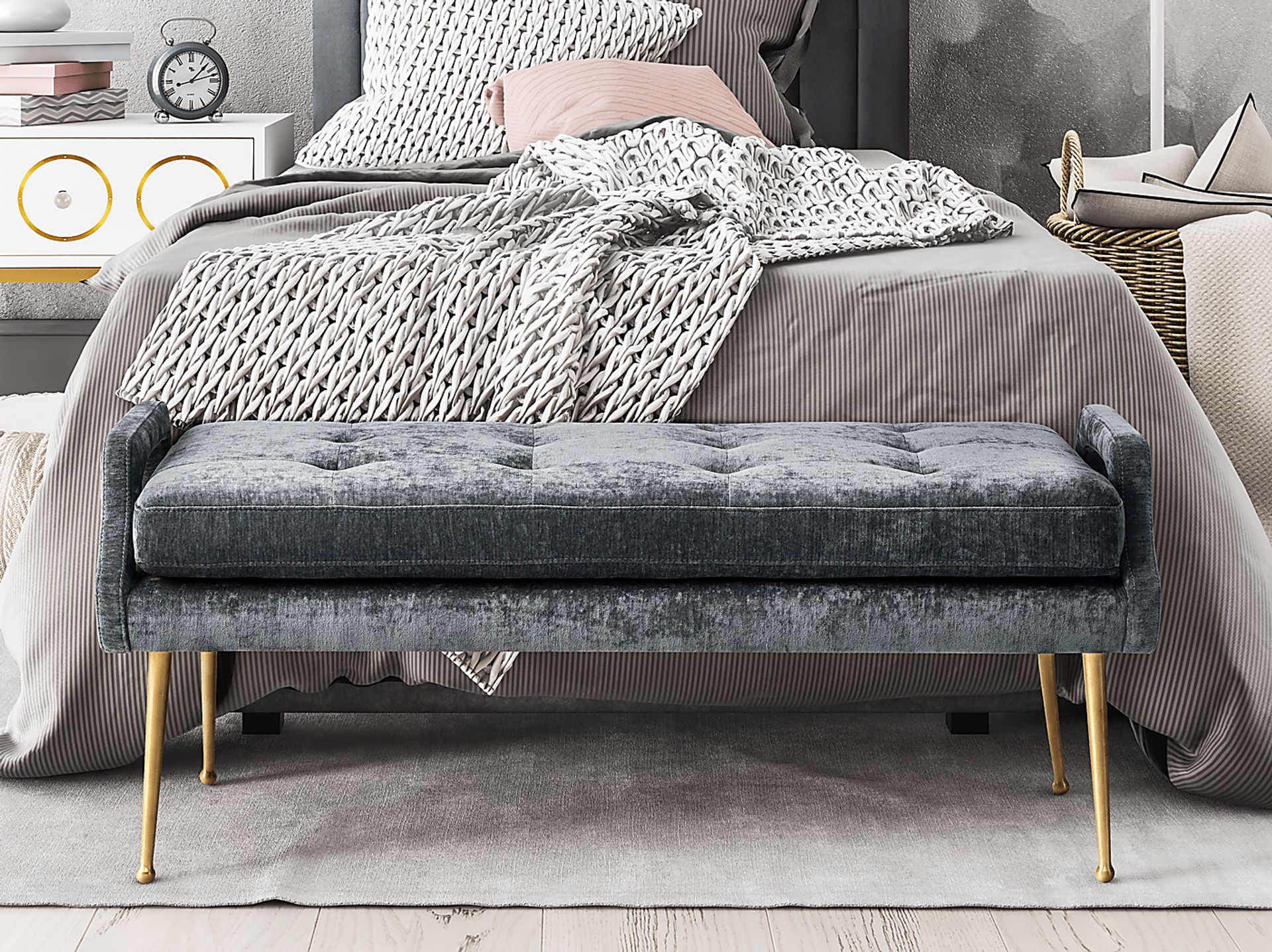 Amalea Gray Accent Bench - Image 5