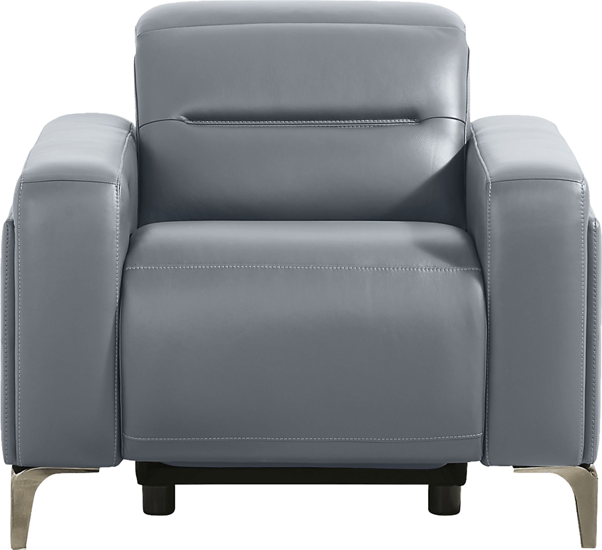 Amalfi Blue Leather Dual Power Recliner - Image 2