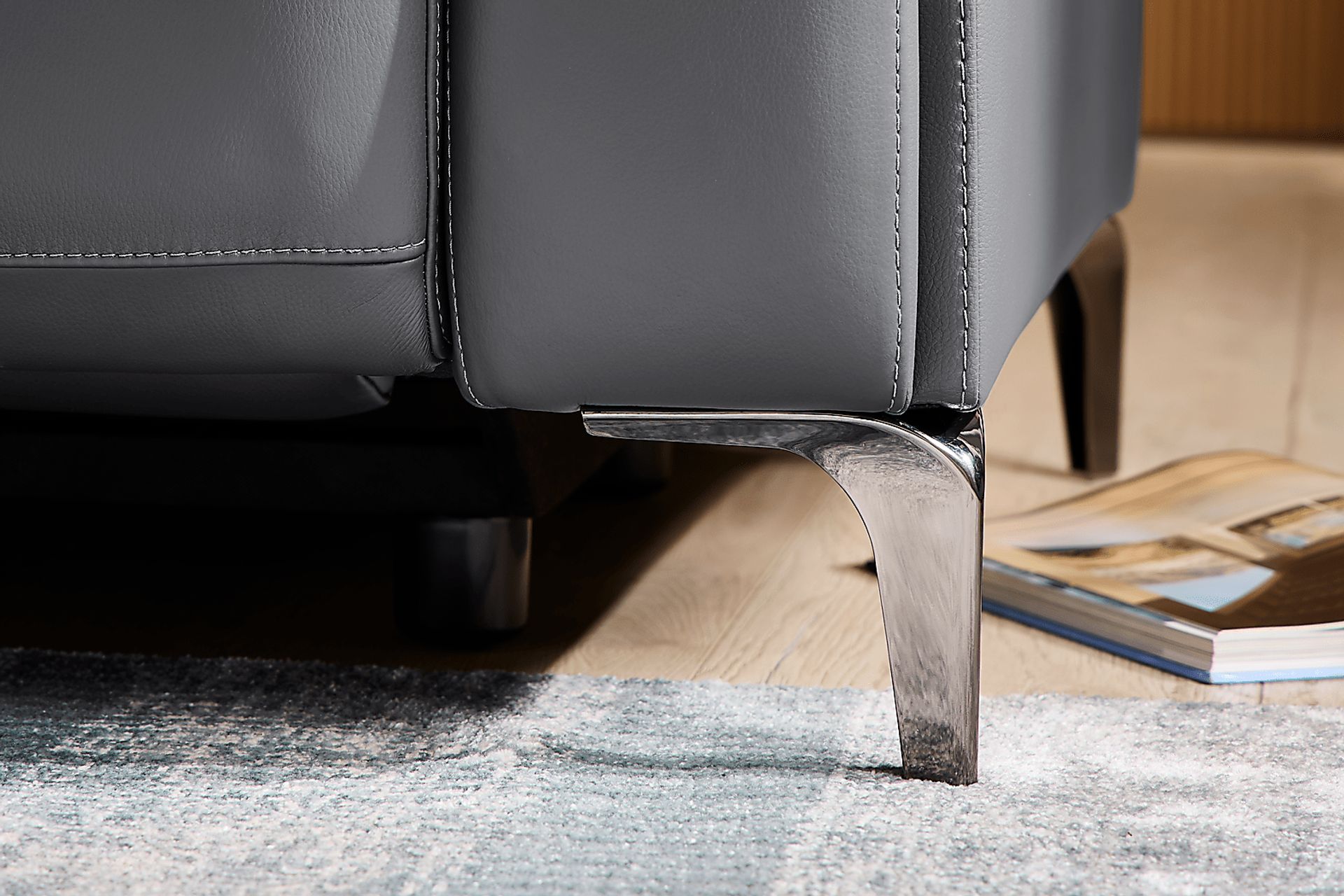Amalfi Blue Leather Dual Power Reclining Loveseat - Image 9
