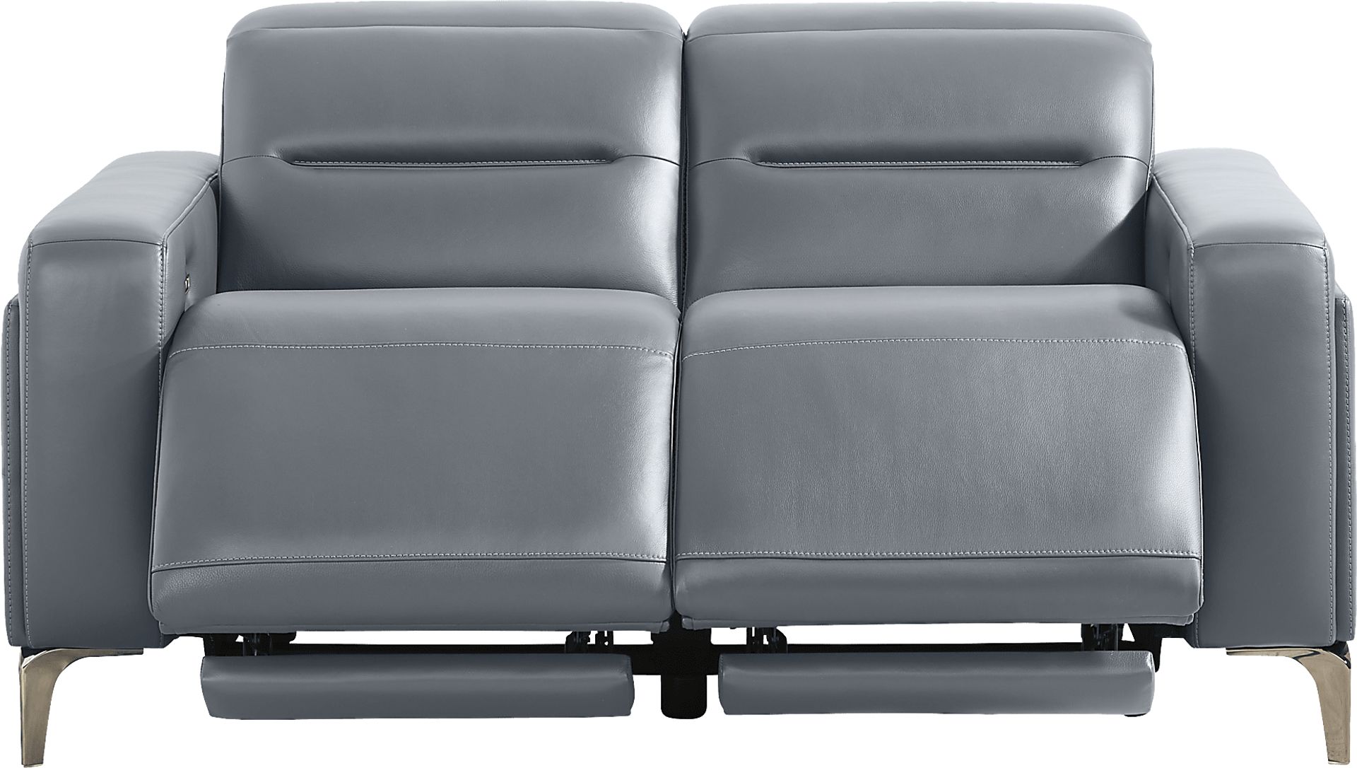 Amalfi Blue Leather Dual Power Reclining Loveseat - Image 2