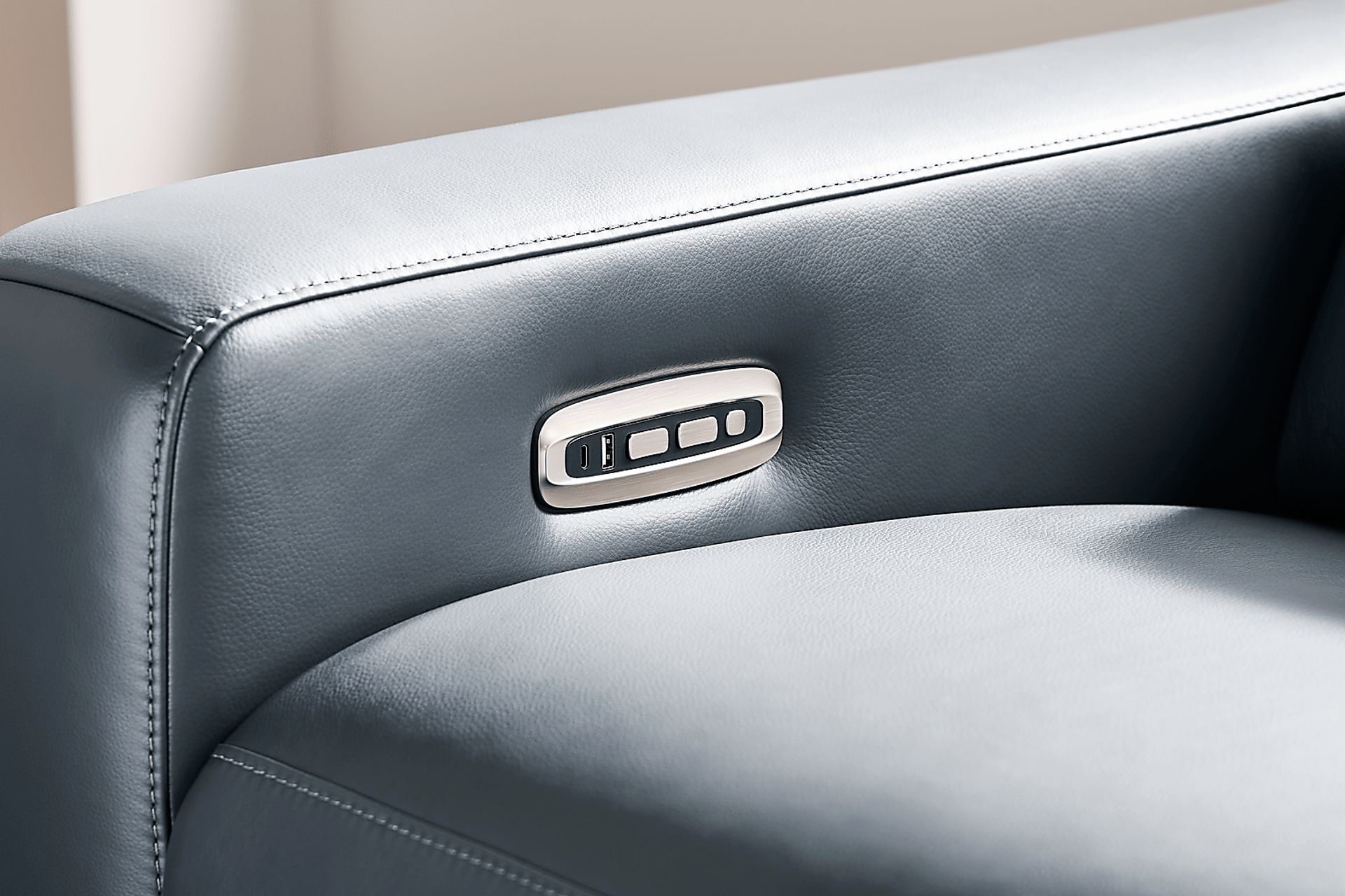 Amalfi Blue Leather Dual Power Reclining Loveseat - Image 4