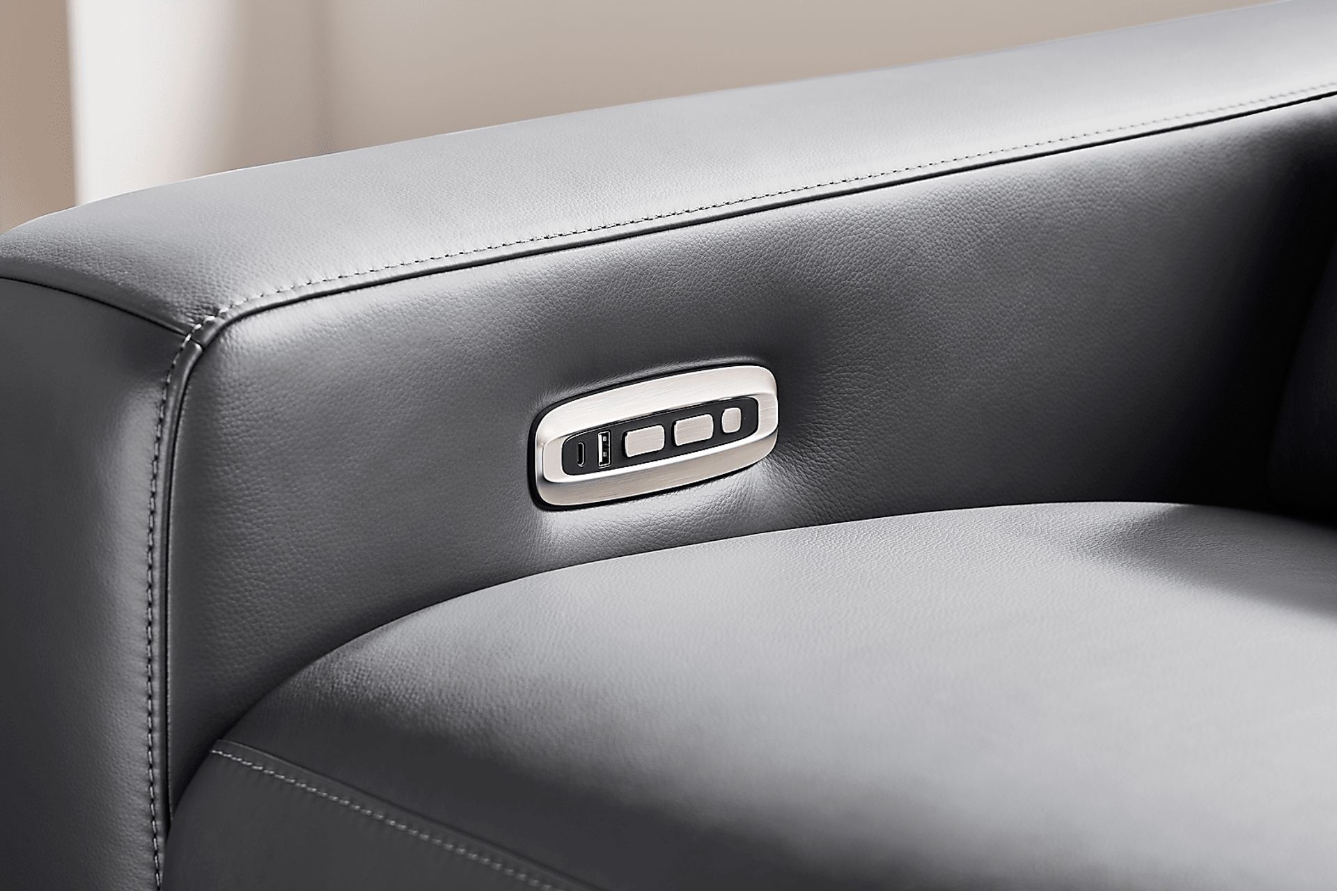 Amalfi Blue Leather Dual Power Reclining Loveseat - Image 6