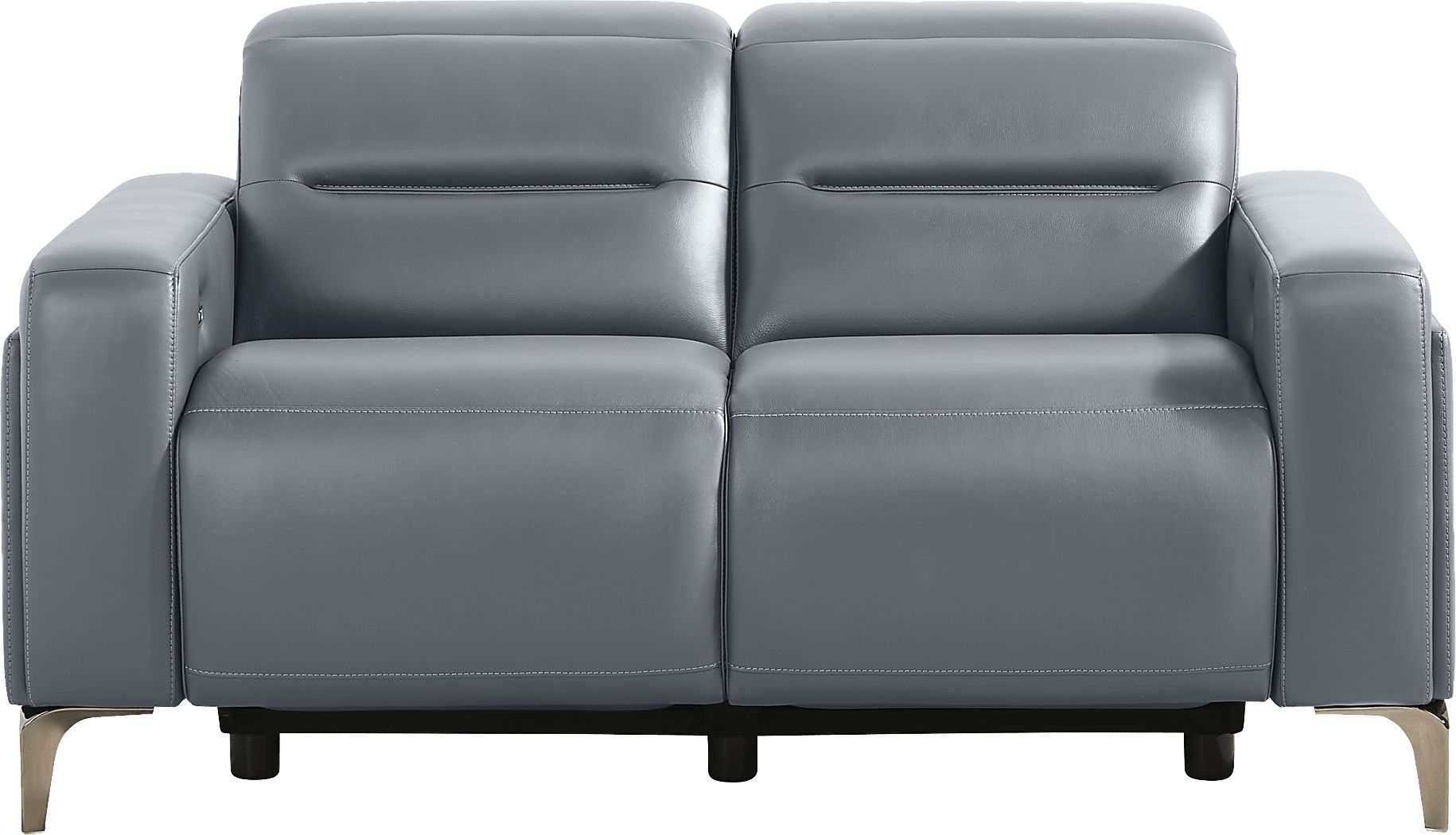 Amalfi Blue Leather Dual Power Reclining Loveseat