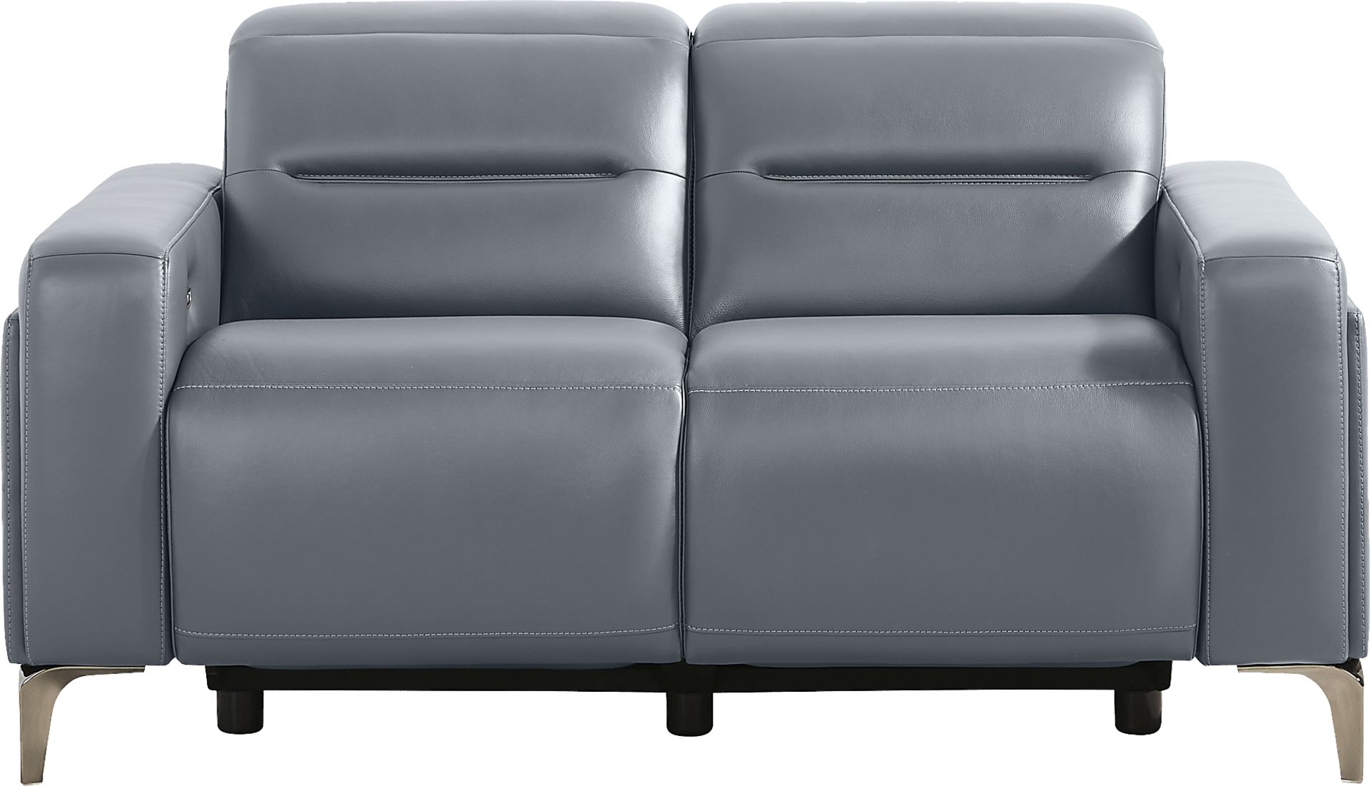 Amalfi Blue Leather Dual Power Reclining Loveseat - Image 1