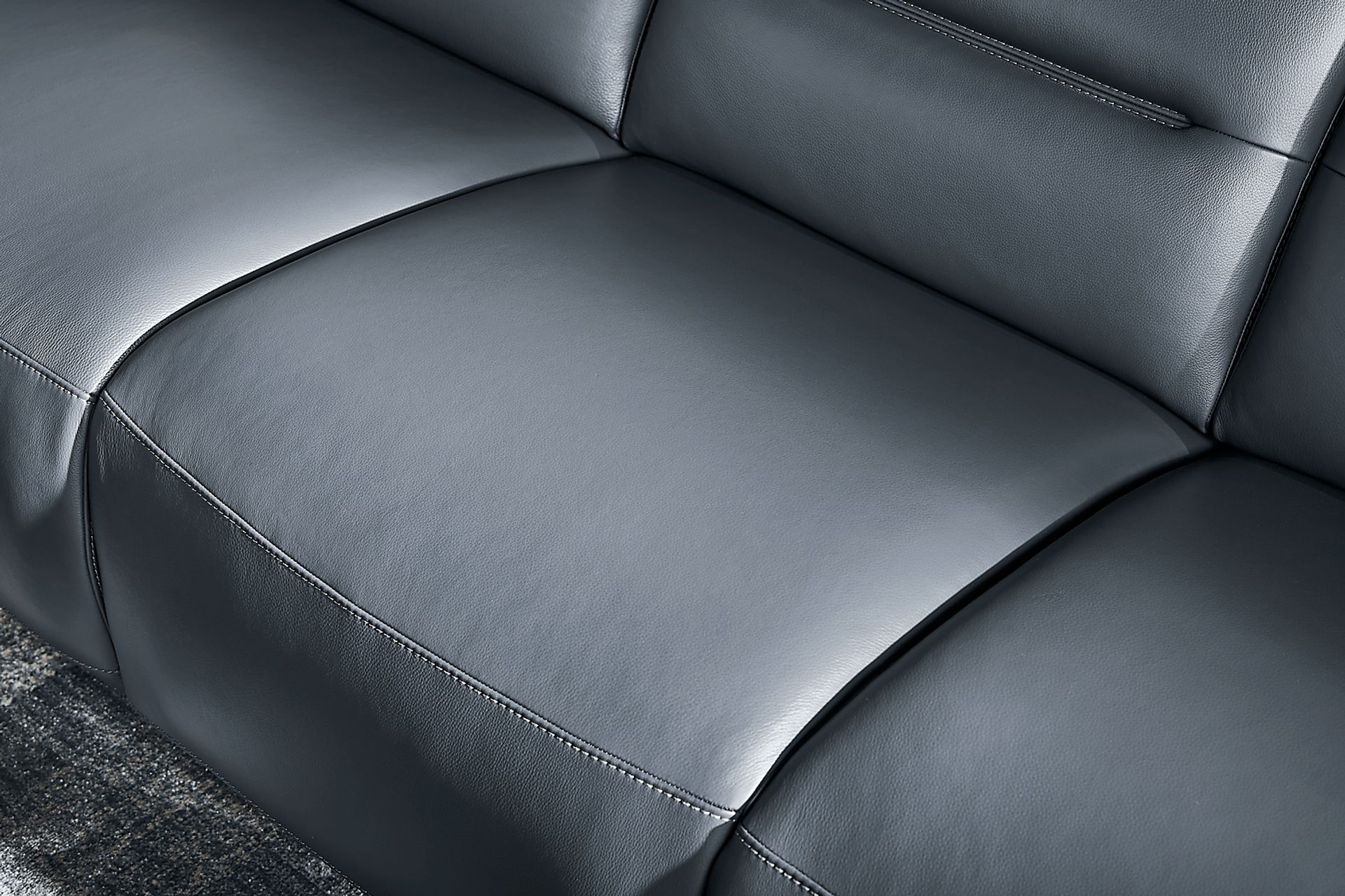 Amalfi Blue Leather Dual Power Reclining Sofa - Image 6