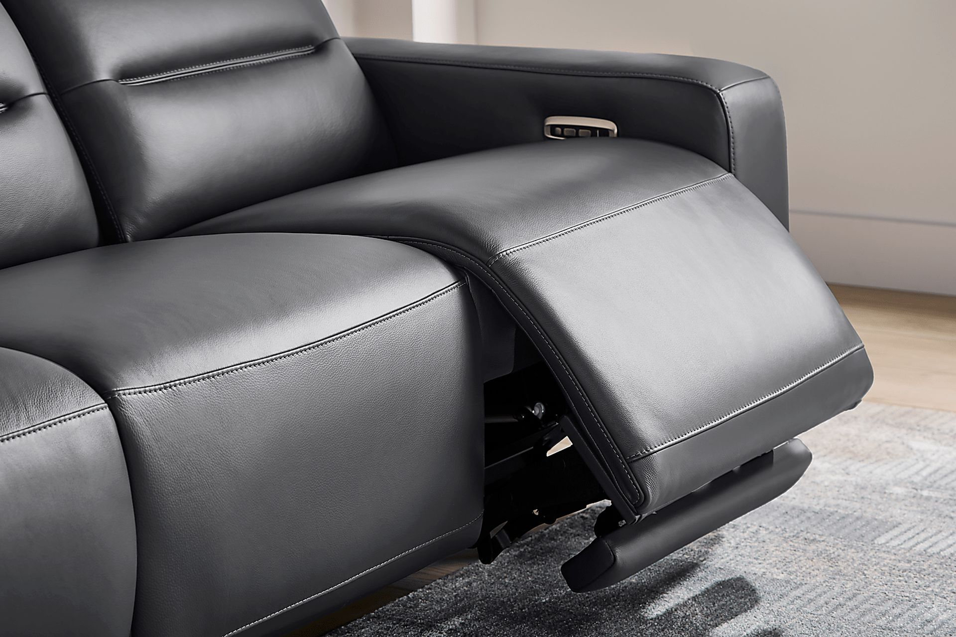 Amalfi Blue Leather 8 Pc Dual Power Reclining Living Room - Image 9