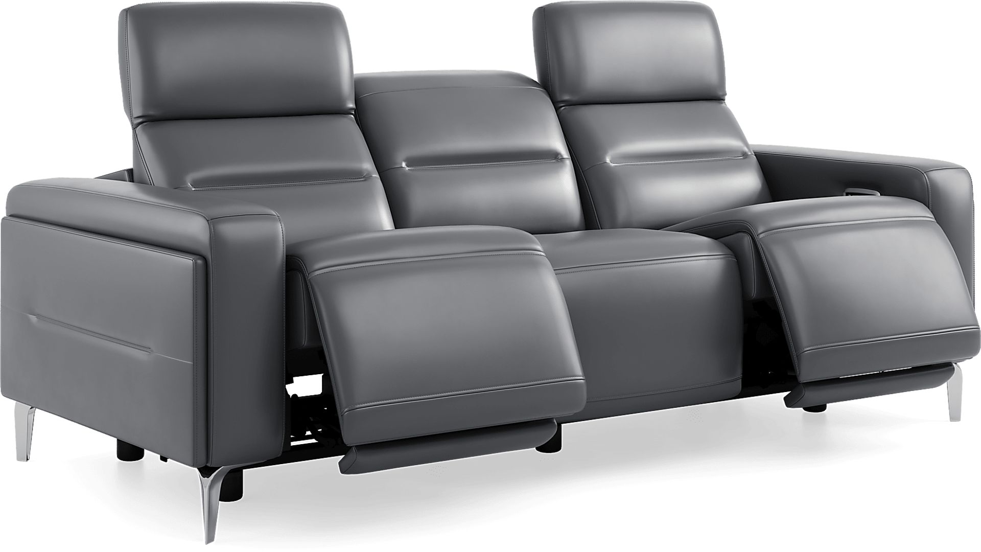 Amalfi Blue Leather 2 Pc Dual Power Reclining Living Room - Image 3