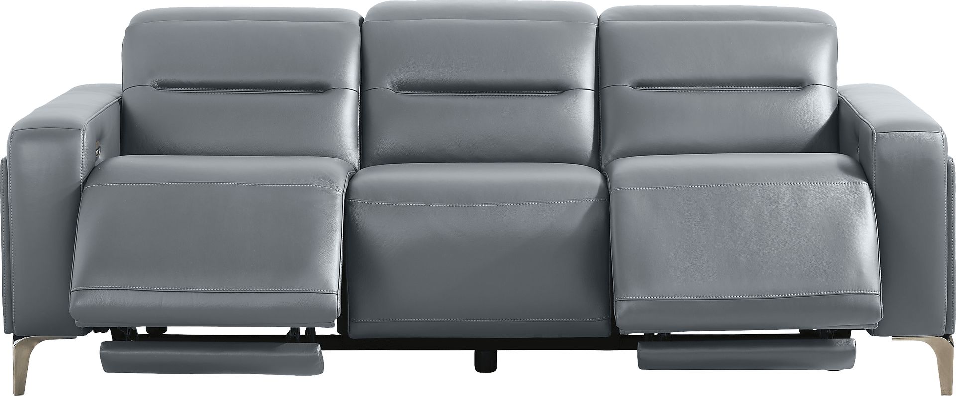 Amalfi Blue Leather Dual Power Reclining Sofa - Image 2