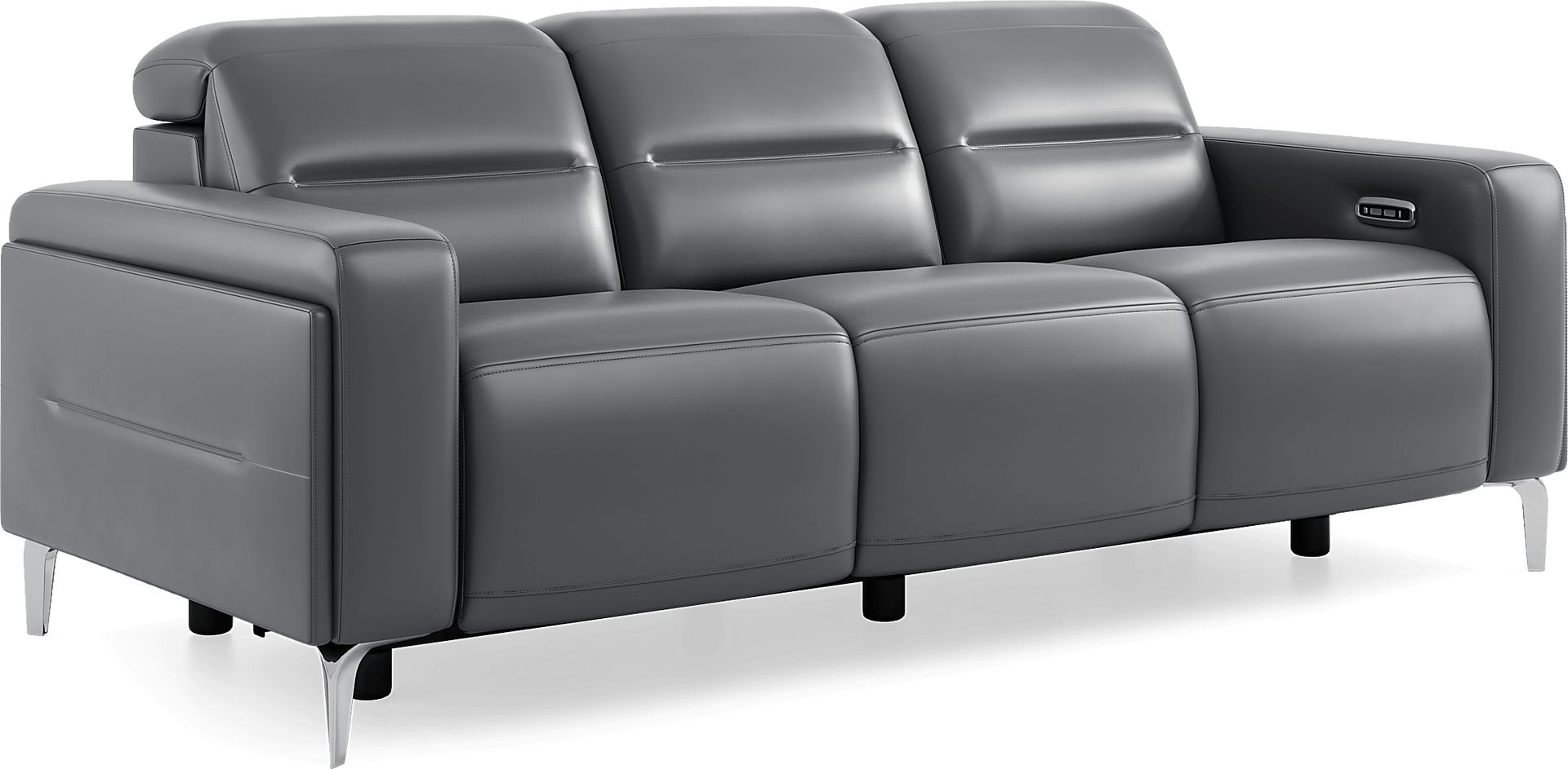 Amalfi Blue Leather 2 Pc Dual Power Reclining Living Room - Image 4