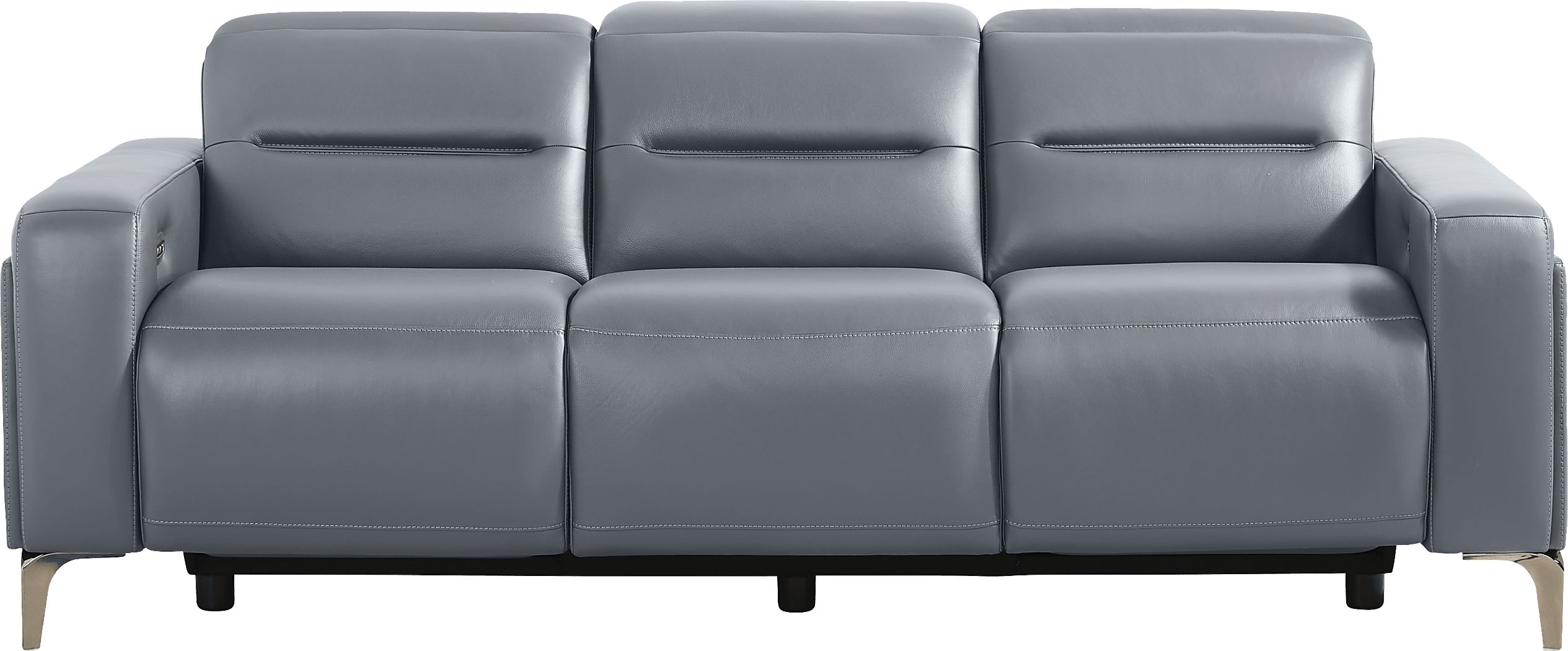 Amalfi Blue Leather Dual Power Reclining Sofa
