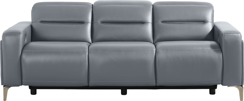 Amalfi Blue Leather Dual Power Reclining Sofa